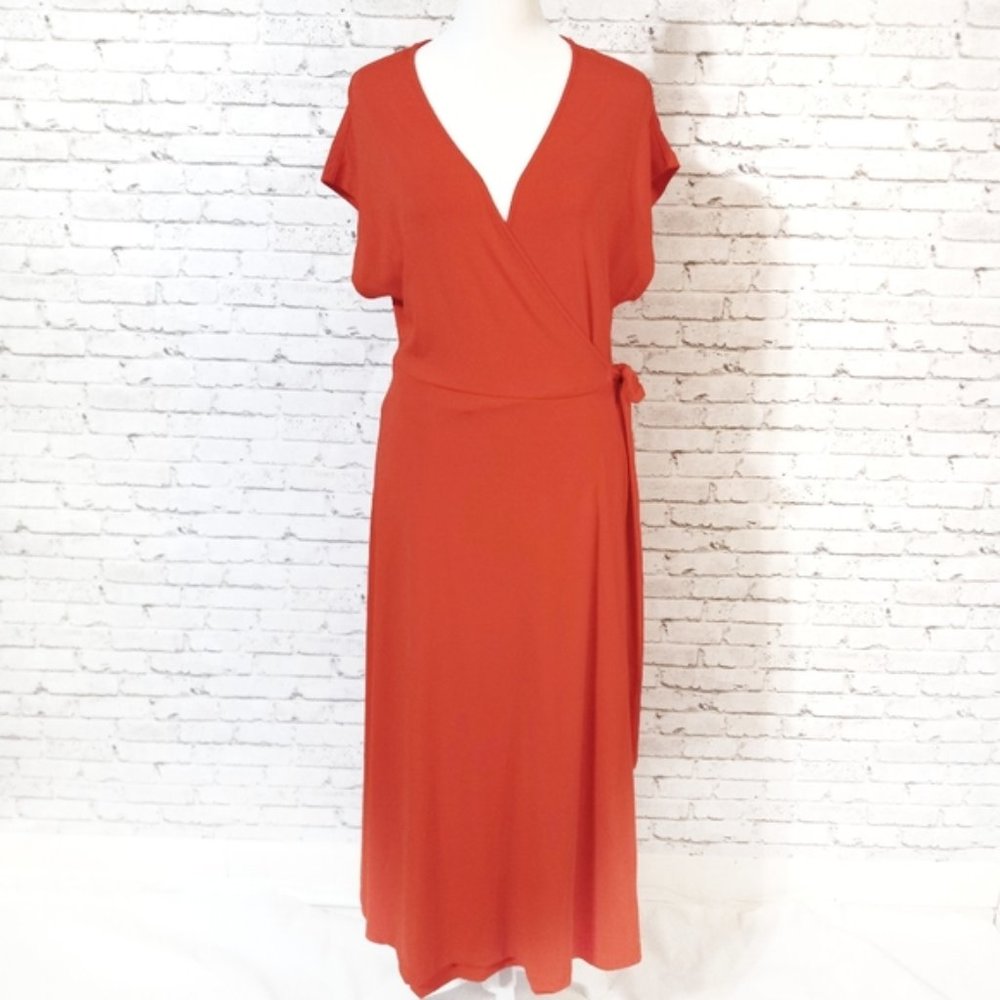 Old Navy Red-Orange Wrap Dress New